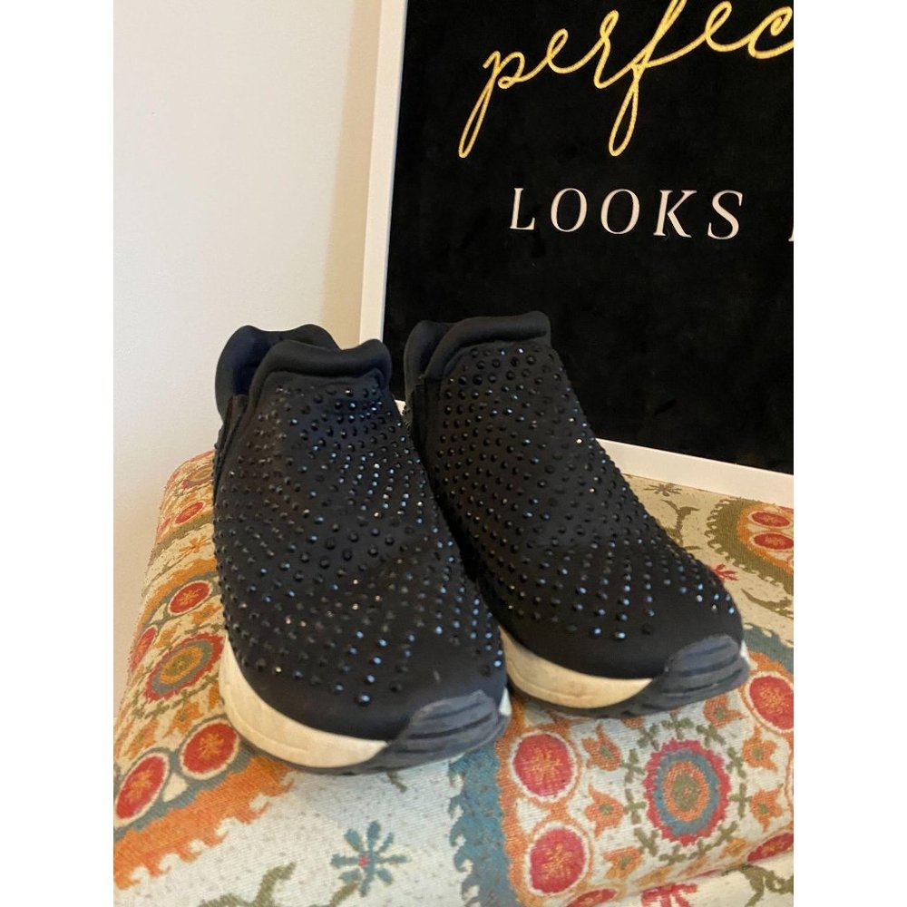 Gunmetal Lupo black blinged out sneakers size 8